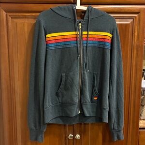 Aviator Nation 5-Stripe Navy Blue Hoodie Small